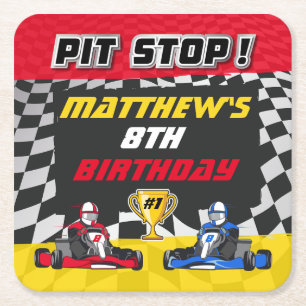 Porta-copo De Papel Quadrado Ir Kart CheckFlag Aniversário
