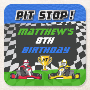Porta-copo De Papel Quadrado Ir Kart CheckFlag Aniversário
