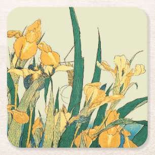 Porta-copo De Papel Quadrado Iris com Gafanhoto de Hokusai Impressão Vintage Ja