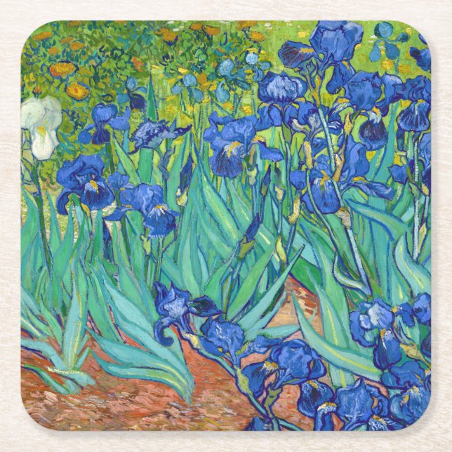 Porta-copo De Papel Quadrado Irises, Vincent van Gogh (Frente)