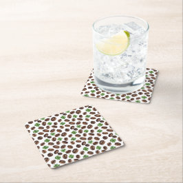 Porta-copo De Papel Quadrado Irish Coffee Beans and Shamrocks Funny Design