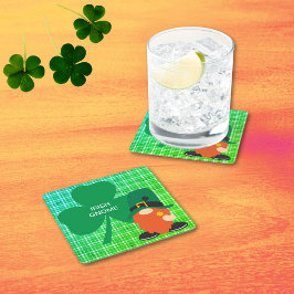 Porta-copo De Papel Quadrado Irish Gnome Shamrock St Patricks