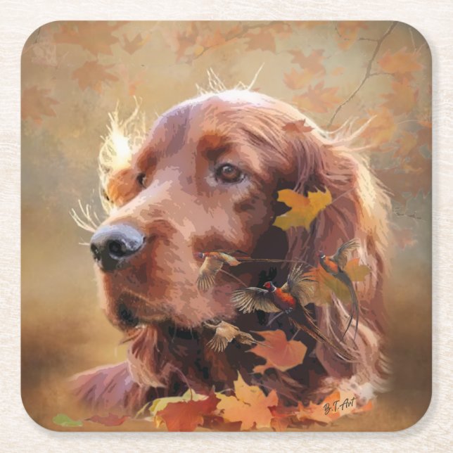 Porta-copo De Papel Quadrado Irish Setter (Frente)