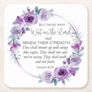 Porta-copo De Papel Quadrado Isaiah 40:31 Aqueles que esperam pelo Lorde Floral