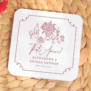 Porta-copo De Papel Quadrado Isso é Amor! Pizza & Vinho Chá de Noiva