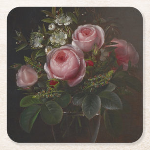 Porta-copo De Papel Quadrado J.L. Jensen - Rosas e Árvores Anêmonas em um ...