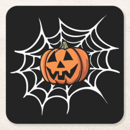 Porta-copo De Papel Quadrado Jack o lantern & teia de aranha Halloween, Anivers
