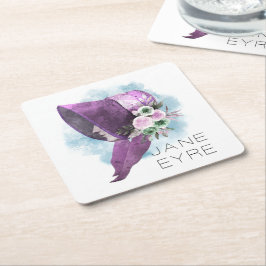 Porta-copo De Papel Quadrado Jane Eyre Bonnet Flores Roxo e Azul