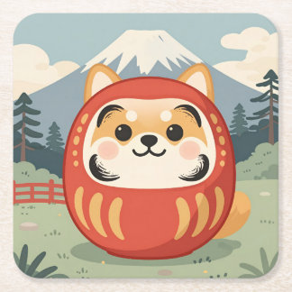 Porta-copo De Papel Quadrado Japanese Shiba Inu Lucky Dog Coaster