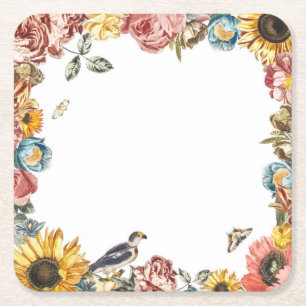 Porta-copo De Papel Quadrado Jardim de flores vintage