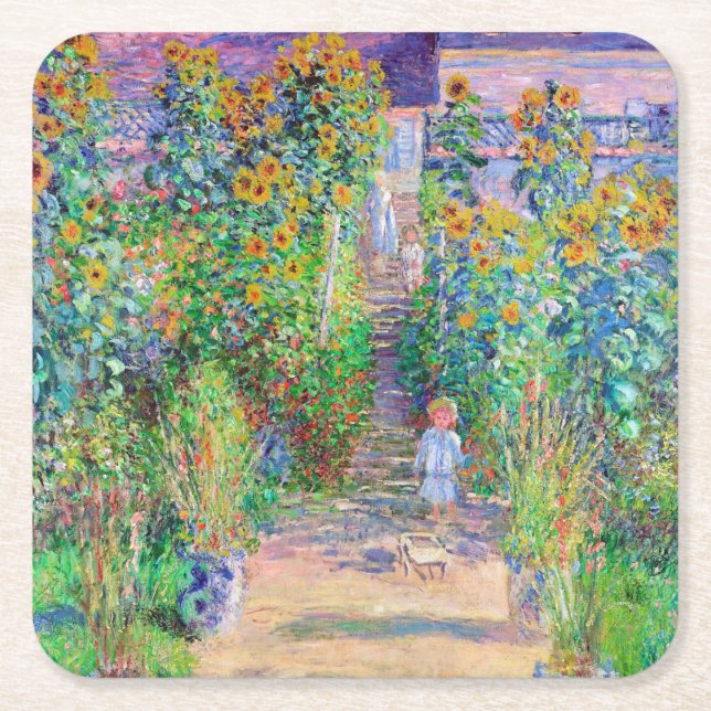 Porta-copo De Papel Quadrado Jardim do Artista, Monet (Frente)