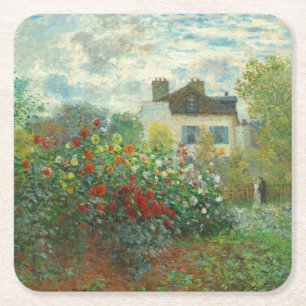 Porta-copo De Papel Quadrado Jardim do Artista Monet em Argenteuil Pintura