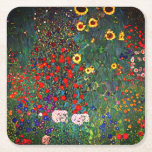 Porta-copo De Papel Quadrado Jardim Flor Gustav Klimt<br><div class="desc">Portas copos de papel que apresentam o Jardim de Fazendas de pintura a óleo de Gustav Klimt com girassóis (1907). Um belo jardim de girassóis e belas flores azuis,  vermelhas,  roxas,  rosa e brancas. Um presente de excelente para fãs de Arte Nouveau e de Arte Austríaca.</div>