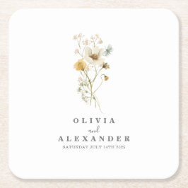 Porta-copo De Papel Quadrado Jardim floral boho de flores silvestres