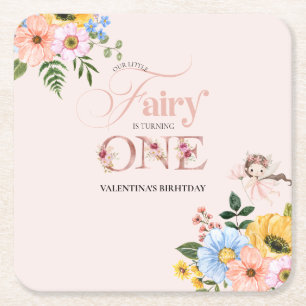 Porta-copo De Papel Quadrado Jardim Floral Mágico de Fadas Pixie Meninas Aniver