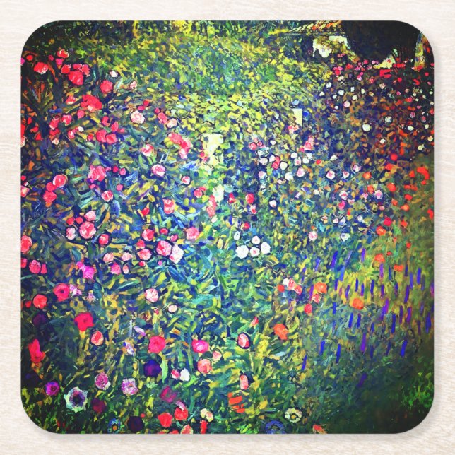 Porta-copo De Papel Quadrado Jardim Italiano Gustav Klimt (Frente)
