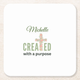 Porta-copo De Papel Quadrado Jeremiah 1:5 Criado Com Uma Finalidade Personaliza