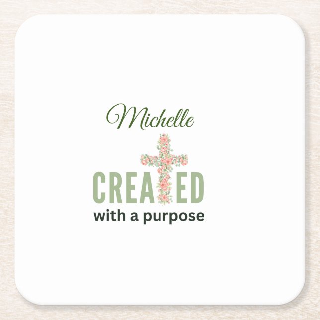 Porta-copo De Papel Quadrado Jeremiah 1:5 Criado Com Uma Finalidade Personaliza (Frente)