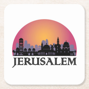 Porta-copo De Papel Quadrado Jerusalém Skyline - Israel Viagem