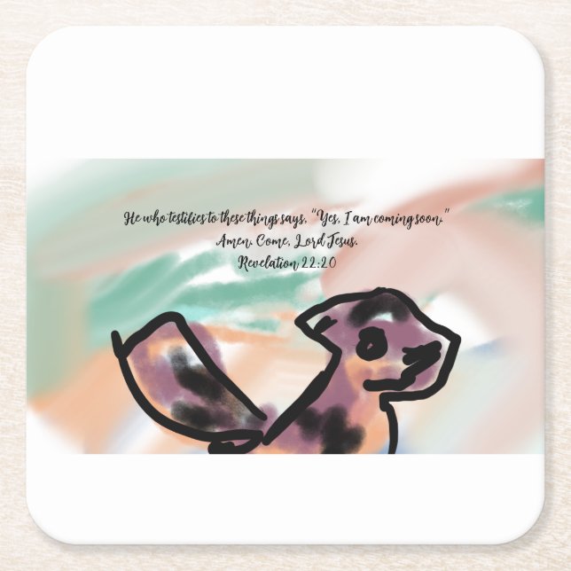 Porta-copo De Papel Quadrado jesus coming  (Frente)