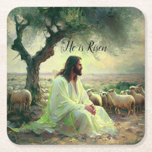Porta-copo De Papel Quadrado Jesus Cristo Religioso Páscoa Católico