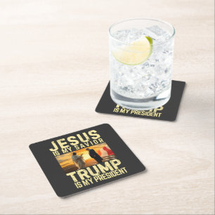 Porta-copo De Papel Quadrado Jesus Trump - Jesus É Meu Senhor Salvador