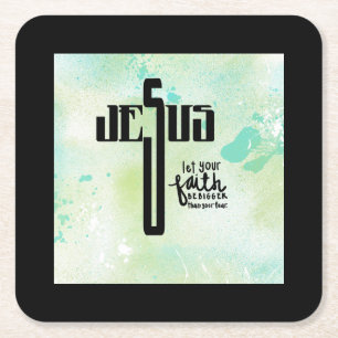 Porta-copo De Papel Quadrado Jesus Word Art