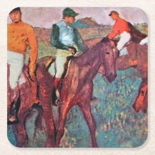 Porta-copo De Papel Quadrado Jockey e Horse, Edgar Degas