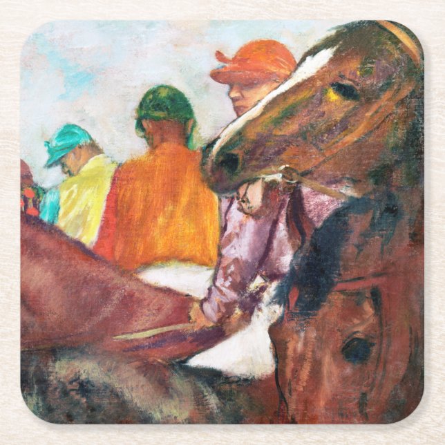 Porta-copo De Papel Quadrado Jockey e Horse, Edgar Degas (Frente)