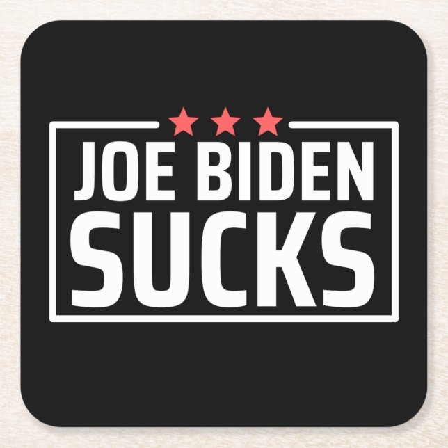 Porta-copo De Papel Quadrado joe Biden Sucks (Frente)