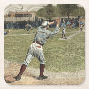 Porta-copo De Papel Quadrado Jogador de basebol jogado fora na segunda base