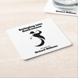 Porta-copo De Papel Quadrado Jogador de golfe do partido aposentado balançando 