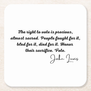 Porta-copo De Papel Quadrado John Lewis Rep, o direito de voto é precioso, BLM