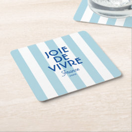Porta-copo De Papel Quadrado Joie De Vivre Nice Blue Cabana Stripe Francês