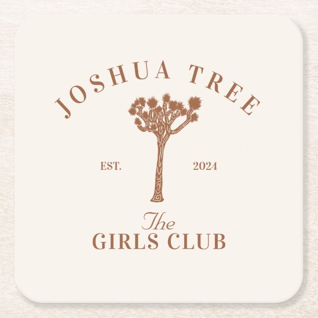 Porta-copo De Papel Quadrado Joshua Tree Bachelorette Girls Club (Frente)