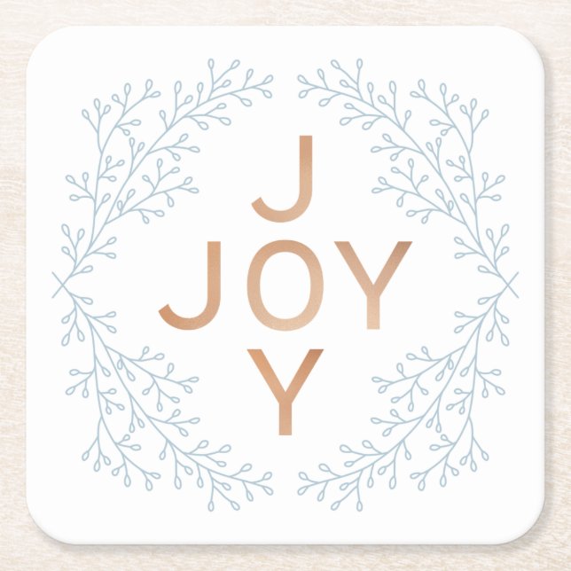 Porta-copo De Papel Quadrado Joy | Natal Branco Moderno E Elegante (Frente)