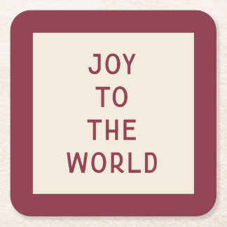 Porta-copo De Papel Quadrado Joy To The World | Porta copos de Natal de Papel