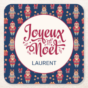 Porta-copo De Papel Quadrado Joyeux Noel Personalizado