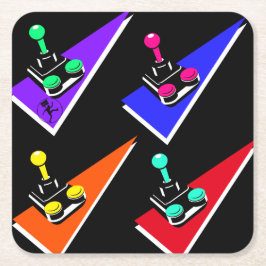 Porta-copo De Papel Quadrado Joystick Retro Vintage Gráfico Colorido 90s