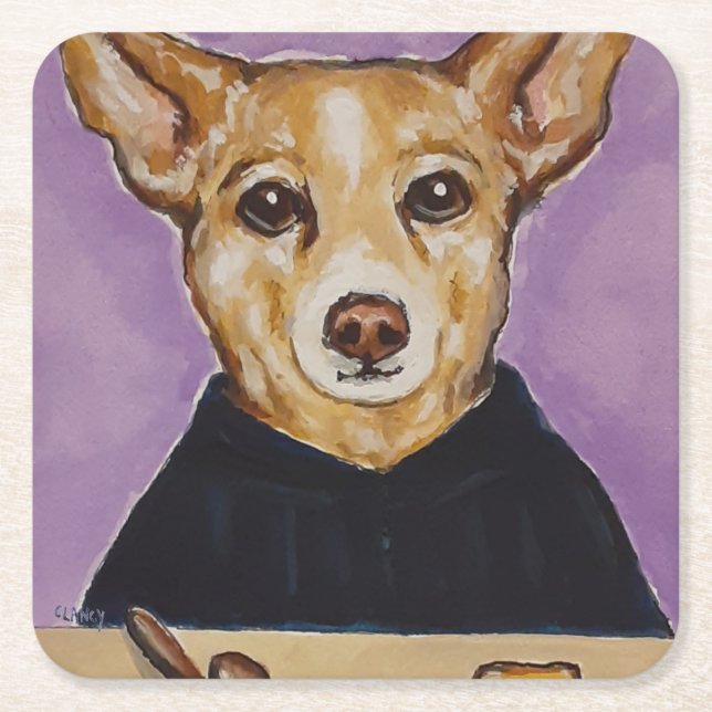 Porta-copo De Papel Quadrado Juíza porta copos (Frente)