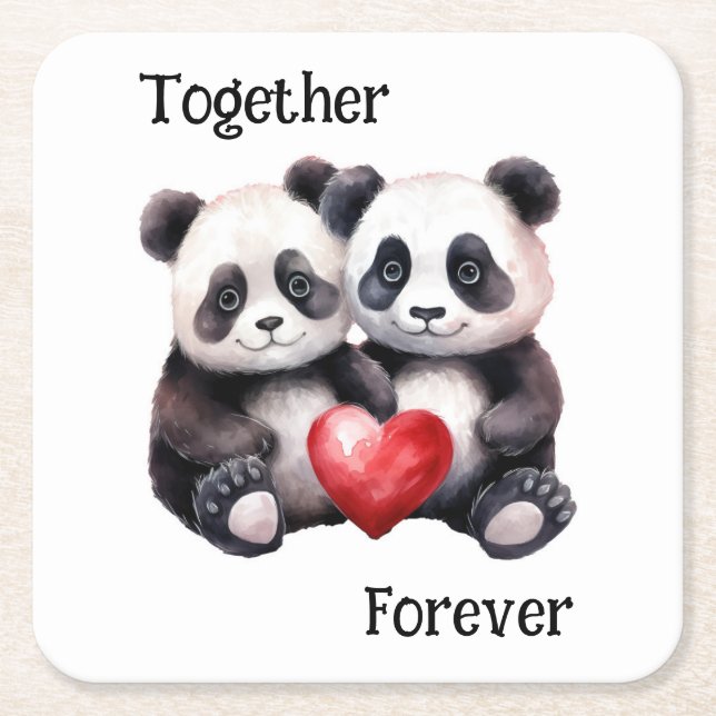 Porta-copo De Papel Quadrado Juntos Panda Froever (Frente)