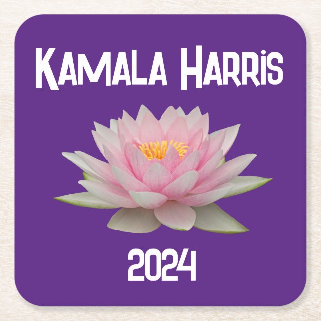 Porta-copo De Papel Quadrado Kamala Harris Lótus 2024 (Frente)
