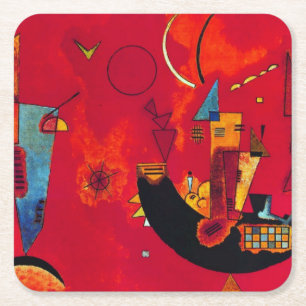 Porta-copo De Papel Quadrado Kandinsky Mit und Gegen Red Abstrato