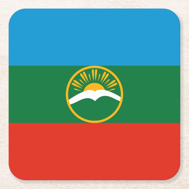 Porta-copo De Papel Quadrado Karachay Cherkessia Flag (Frente)