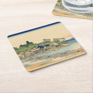 Porta-copo De Papel Quadrado Katsushika Hokusai Enoshima na província de Sagami
