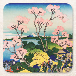 Porta-copo De Papel Quadrado Katsushika Hokusai - Gotenyama, Tokaido, Shinagawa