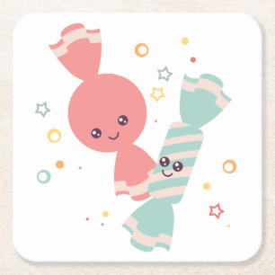 Porta-copo De Papel Quadrado Kawaii sorrindo de Porta copos de papel em forma d