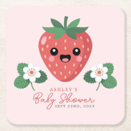 Porta-copo De Papel Quadrado Kawaii Strawberry Baby Shower