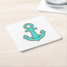 Porta-copo De Papel Quadrado Kawaii Turquoise Anchor - Whimsical & Cheerful