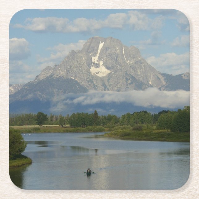 Porta-copo De Papel Quadrado Kayaking no Parque Nacional de Grand Teton (Frente)